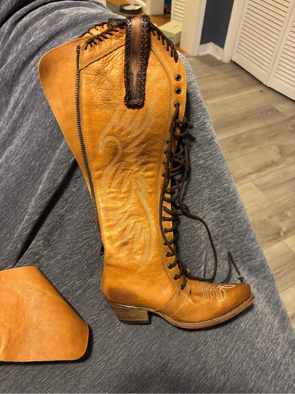 Freebird by Steven Tan Lace-Up Knee-High Western Boot. Never worn!